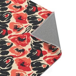 Poppy Pattern Area Rug - Vintage Floral Chenille - Dipaliz - Rugs