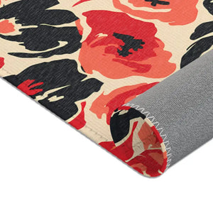 Poppy Pattern Area Rug - Vintage Floral Chenille - Dipaliz - Rugs