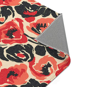 Poppy Pattern Area Rug - Vintage Floral Chenille - Dipaliz - Rugs