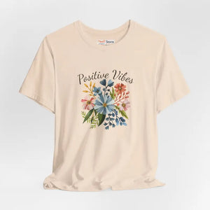 Positive Vibes Floral Tee - Unisex Short Sleeve Cotton - Dipaliz - T-shirts