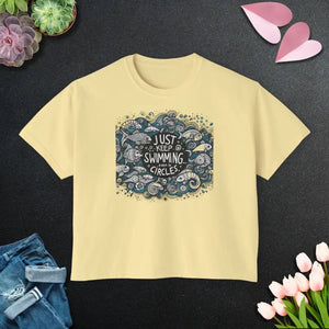 Positive Vibes Boxy Tee - Feel Good Cotton Comfort - Dipaliz - Butter / s - T-shirts