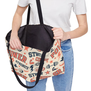 Power & Strength Weekender Tote Bag - Retro Fitness Pattern - Bags