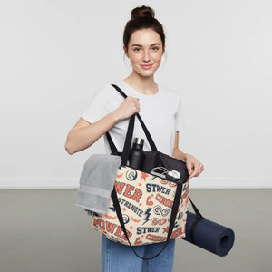 Power & Strength Weekender Tote Bag - Retro Fitness Pattern - Bags