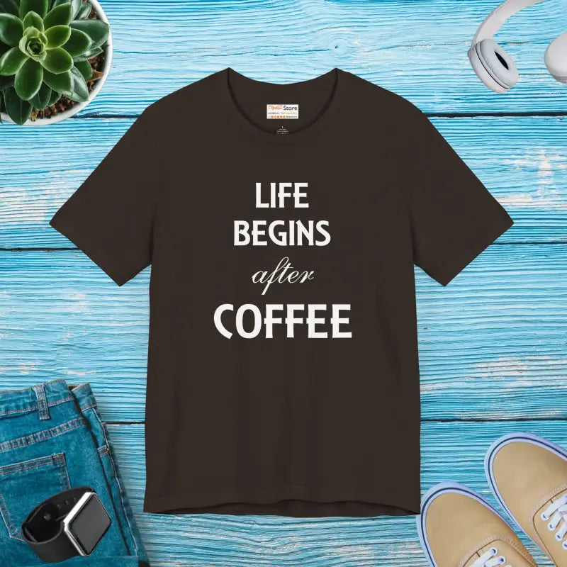 Life Begins After Coffee Tee: Style for True Lovers - Brown / s T-shirt