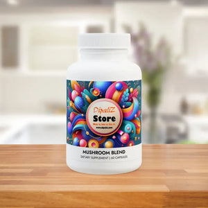 Mushroom Blend Supplement Gmp-certified Natural Energy - Dipaliz - White Bottle + Cap / Unflavored / 60 Vegetable