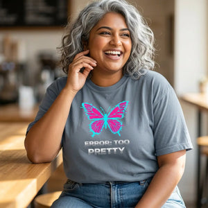 Too Pretty Butterfly T-shirt - Retro Neon Graphic Tee - T-shirts