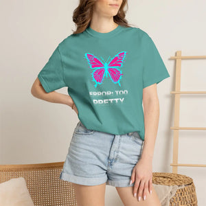 Too Pretty Butterfly T-shirt - Retro Neon Graphic Tee - T-shirts