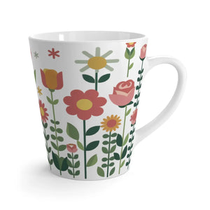 Vibrant Pretty Flowers Latte Mug - 12oz Ceramic - Dipaliz - Mugs