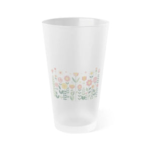 Floral Frosted Pint Glass - Pretty Flowers - Dipaliz - Beer Glasses