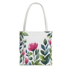 Chic Tote Bags with Pretty Pink Flowers - Dipaliz - 13’’ × / White