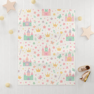 Soft Fleece Castle Baby Blanket - Princess Design - Dipaliz - 30’’ × 40’’ / White - Home Decor