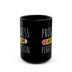 Sleek Black Ceramic Mug Progress Over Perfection - Dipaliz - Mugs