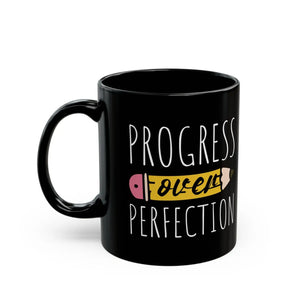 Sleek Black Ceramic Mug Progress Over Perfection - Dipaliz - Mugs