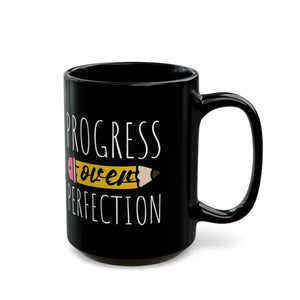 Sleek Black Ceramic Mug Progress Over Perfection - Dipaliz - Mugs