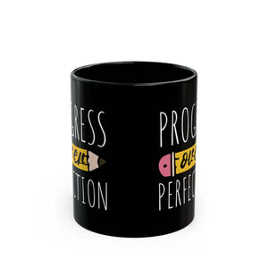 Sleek Black Ceramic Mug Progress Over Perfection - Dipaliz - Mugs