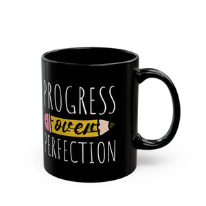 Sleek Black Ceramic Mug Progress Over Perfection - Dipaliz - Mugs