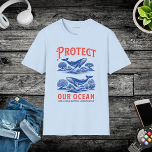 Ocean Unisex Softstyle Cotton Tee - Eco Comfort - Dipaliz - Light Blue / s - T-shirts