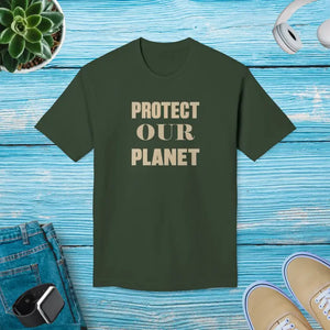 Earth Day Tee Cotton T-shirt Protect our Planet - Dipaliz - Hunter Green / s - T-shirts