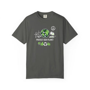 Protect our Planet Eco T-shirt, Renewable Energy & Recycling Graphic - Pepper / m