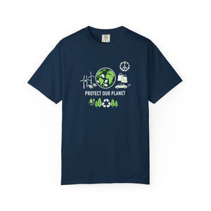 Protect our Planet Eco T-shirt, Renewable Energy & Recycling Graphic - True Navy / s