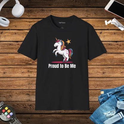 Cozy Unicorn Tee: Proud to be me Lgbtq T-shirt - Black / s T-shirt