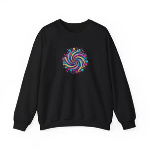 Sweatshirt - Psychedelic Swirl Crewneck - Hypnotic Mandala - Dipaliz Black / s