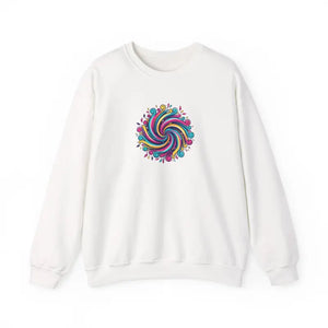 Sweatshirt - Psychedelic Swirl Crewneck - Hypnotic Mandala - Dipaliz White / s