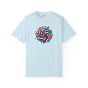 T-shirt - Psychedelic Swirl Graphic Tee - Soft Heavyweight Cotton - Dipaliz Chambray / s
