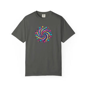 T-shirt - Psychedelic Swirl Graphic Tee - Soft Heavyweight Cotton - Dipaliz Pepper / m