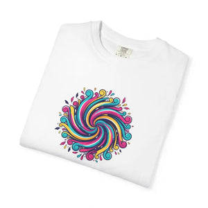 T-shirt - Psychedelic Swirl Graphic Tee - Soft Heavyweight Cotton - Dipaliz White / s