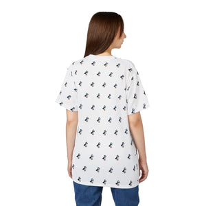 Funky Puffin Pattern Unisex Tee - Microfiber-knit Fabric - Dipaliz - T-shirts - s