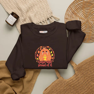 Pumpkin Cat ?Basic and Proud of It’ Crewneck Sweatshirt - Sweatshirts