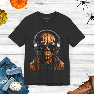 Pumpkin Skull Unisex Jersey Short Sleeve Tee - Dipaliz - Dark Grey Heather / s - T-shirts