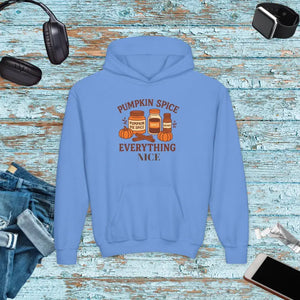 Cozy Fall Sweatshirt - Playful Pumpkin Spice Kids Zip Up - Dipaliz - s / Carolina Blue - Sweatshirts