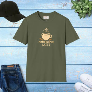 Pumpkin Spice Latte Cozy Fall Tee Burnt Orange - Dipaliz - Military Green / s - T-shirts