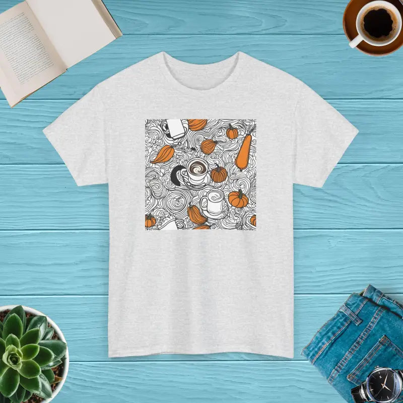 Pumpkin Spice Latte Deluxe Tee - Smooth Comfort Vivid Prints - Ash / s T-shirt