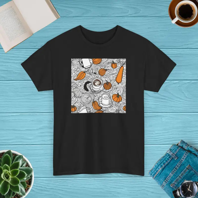 Pumpkin Spice Latte Deluxe Tee - Smooth Comfort Vivid Prints - Black / s T-shirt