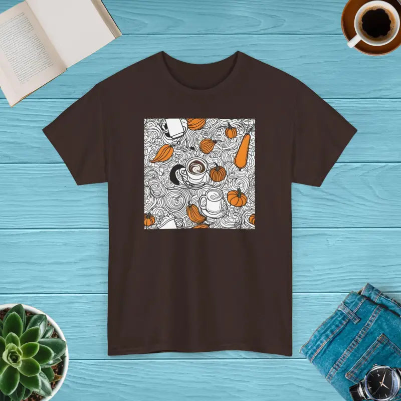 Pumpkin Spice Latte Deluxe Tee - Smooth Comfort Vivid Prints - Dark Chocolate / s T-shirt