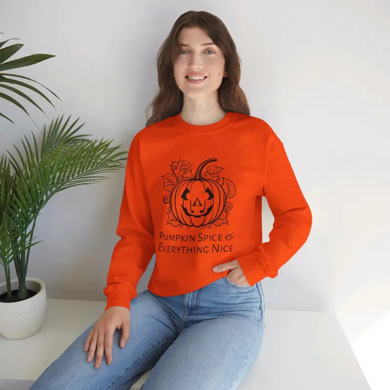 Pumpkin Spice Unisex Heavy Blend Crewneck Sweater Delight - s / Orange Sweatshirt