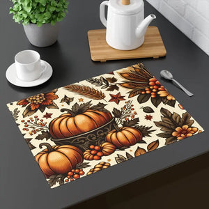 Festive Pumpkins Placemat - Vibrant Thanksgiving Table Decor - Dipaliz - 18’’ × 14’’ - Placemats