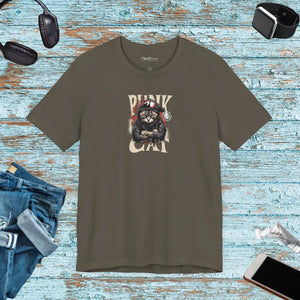 Soft Unisex Punk Cat Tee - Combed Cotton Music Shirt - Dipaliz - T-shirts