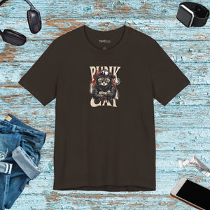 Soft Unisex Punk Cat Tee - Combed Cotton Music Shirt - Dipaliz - T-shirts