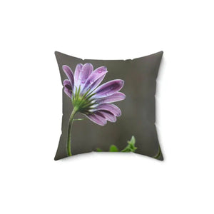 Purple African Daisy Spun Polyester Square Pillow - Dipaliz - 14’’ × - Throw Pillows
