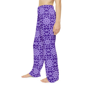Purple Blue Abstract Pattern Women’s Pajama Pants (aop) - Pajamas