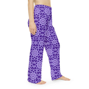 Purple Blue Abstract Pattern Women’s Pajama Pants (aop) - Pajamas