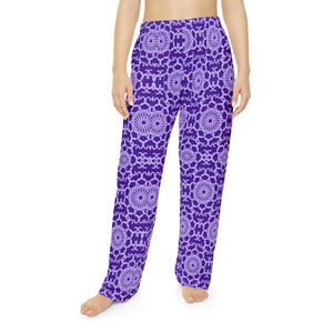 Purple Blue Abstract Pattern Women’s Pajama Pants (aop) - Pajamas