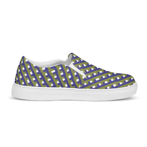 Canvas Shoes Women’s Slip Purple Check Bold Style - Dipaliz - Sneakers