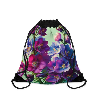 Blooming Purple Floral Drawstring Bag: your Gym Sidekick - one Size Bags