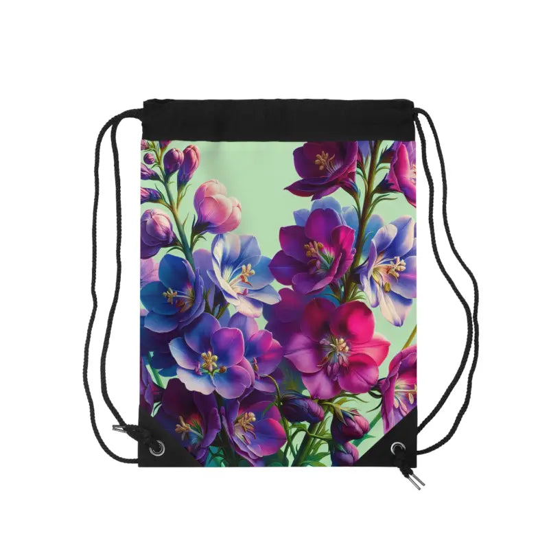 Blooming Purple Floral Drawstring Bag: your Gym Sidekick - one Size Bags