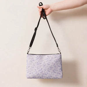 Purple Floral Crossbody Bag Faux Leather Vines Design - Dipaliz - Cross Body Bags